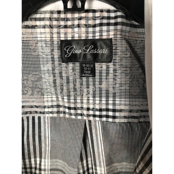 Gino Lussari Men’s Gray Plaid Button Down Adult Size 32-33 Shirt - Picture 2 of 7